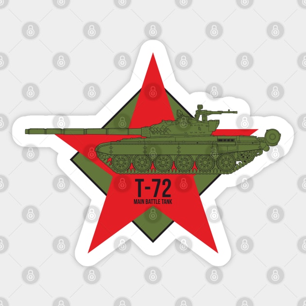 T-72 main battle tank on the background of a star Sticker by FAawRay